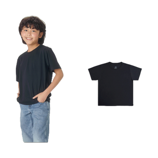Yuedpao Kids (NEW) เสื้อยืดเด็ก สีสดใส สไตล์มินิมอล ผ้านุ่ม สัมผัสเบาสบาย ไม่ย้วย ไม่หด ไม่ต้องรีด สี Black