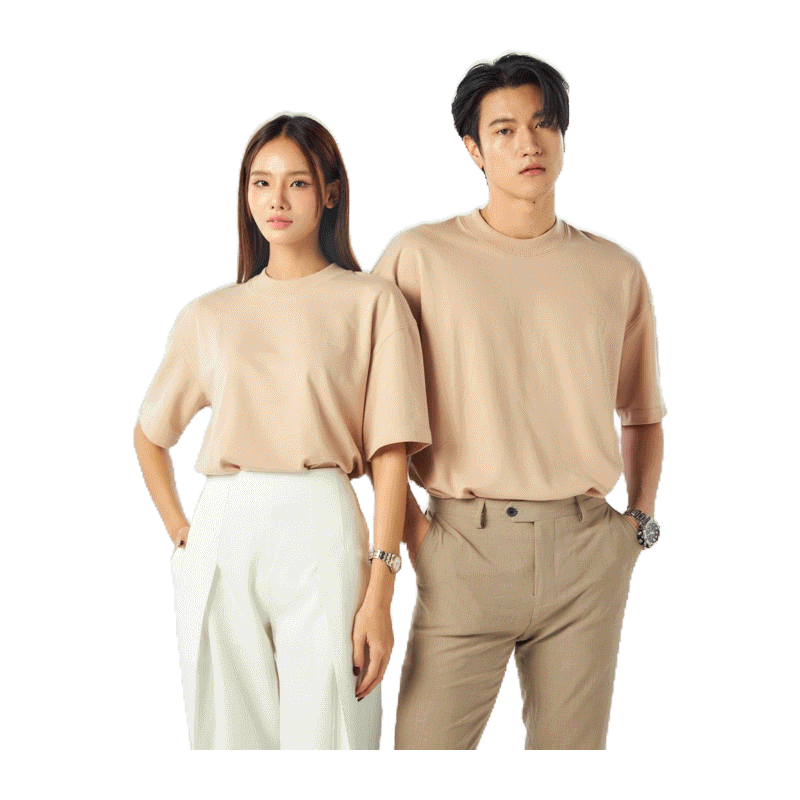 Yuedpao No.1 เสื้อยืด Oversize Feather Comfort ผ้าหนาทรงสวย ยับยากรีดง่าย เสื้อยืดเปล่า เสื้อยืดโอเวอร์ไซส์Natural beige