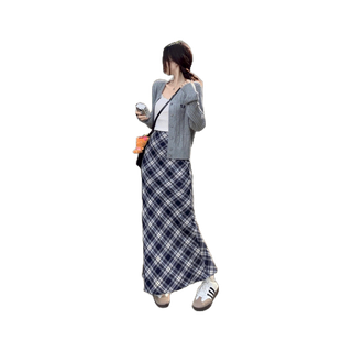 Cicishop(902)Scott so skirt กระโปรงยาวลายสก๊อต เก็บทรงสวย แมตช์ได้หลายลุค