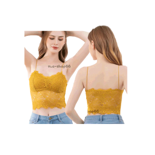 เสื้อในลูกไม้ สายเดี่ยว B016 บราลูกไม้ เต็มตัว ฟองน้ำในตัว ผ้าลูกไม้นิ่ม เเต่งชายระบาย เสื้อในผู้หญิง