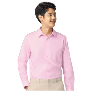 GQWhite™ Shirt เสื้อเชิ้ตผ้าสะท้อนน้ำแขนยาว สีชมพู (เสื้อเชิ้ตผู้ชาย เสื้อเชิ้ตผู้หญิง)
