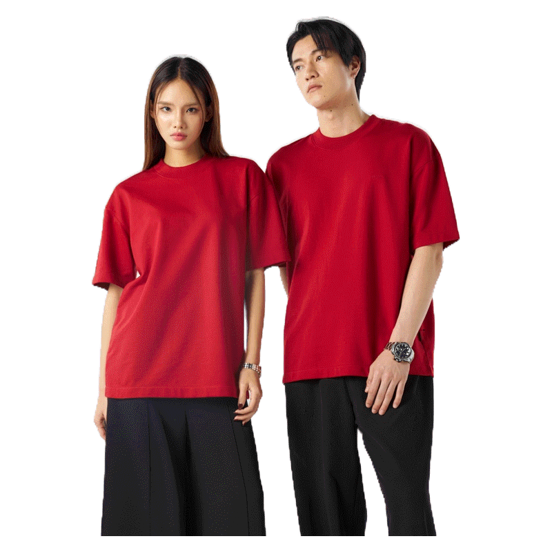Yuedpao No.1 เสื้อยืด Oversize Feather Comfort ผ้าหนาทรงสวย ยับยากรีดง่าย เสื้อยืดเปล่า เสื้อยืดโอเวอร์ไซส์ Red ruby