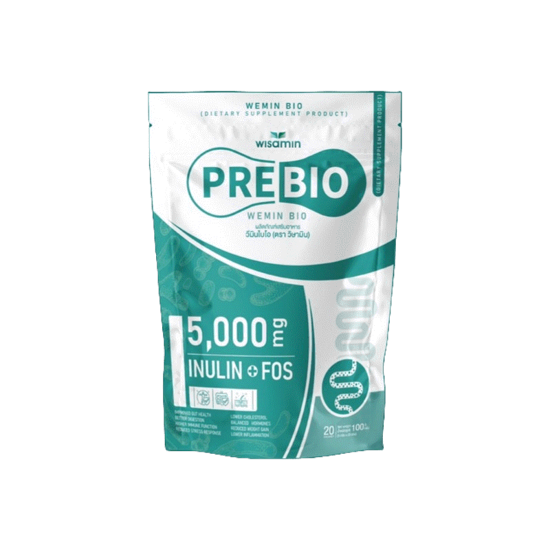 PRE BIO พรีไบโอ ผลิตภัณฑ์เสริมอาหาร (วีมิน ไบโอ WEMIN BIO ตราวิษามิน) ขนาด 1 ห่อใหญ่ ปริมาณ 60 ซอง รวม 300 กรัม