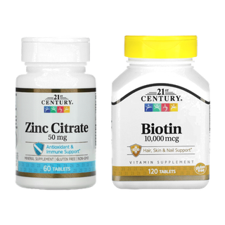 เซตคู่ Biotin 21st Century Zinc Citrate 21stcentury Biotin10000mcg Bitoin5000mcg Biotin800mcg
