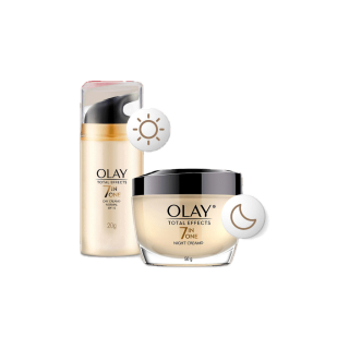 [คู่] Olay Total Effects 7 in 1 Day + Night Cream เซรั่มและครีมลดเลือนริ้วรอย สกินแคร์ niacinamide