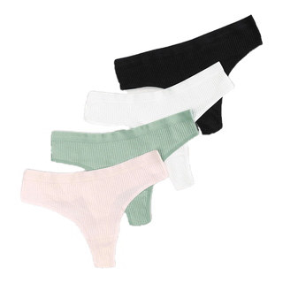Lovito กางเกงชั้นใน Thong สไตล์เซ็กซี่ สีพื้น ยืดสูง L00303 (สีชมพู/สีเขียว)