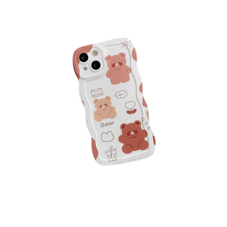 เคสโทรศัพท์มือถือ Tpu นิ่ม ขอบหยัก ลายการ์ตูนหมี ไอศกรีมน่ารัก สําหรับ iPhone 11 13 14 12 Pro MAX XR X XS MAX 6 8 7 14 6s Plus SE 2020