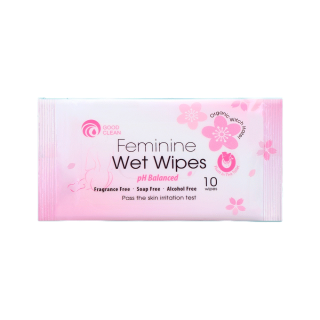 ทิชชู่เปียกทำความสะอาดจุดซ่อนเร้น Feminine Wet Wipes สำหรับผู้หญิง Good Clean ทิชชู่เปียก 1 ห่อ 10 แผ่น