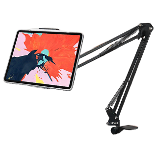 UPick1 ขาตั้งแทปเล็ต แบบหนีบโต๊ะ / หัวเตียง (FREE ที่จับมือถือ)Tablet table clamp/ หนีบขยายได้ 12-24cm ปรับหมุนได้360องศา