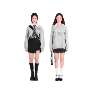 kome.girls กรอกโค้ดลด 45.- ꒰JUNKOME45꒱เสื้อสเวตเตอร์ รุ่น high school sweater (topdye grey)