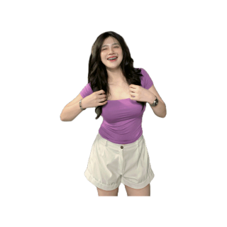 โปรโมชั่น :  SpinnyHouse  เสื้อคอเหลี่ยม ครอปคอเหลี่ยม ผ้า2ชั้น  ผ้าเรย่อน สาวอกใหญ่ใส่ได้ เรียบหรูดูแพง รุ่น 287 เหลี่ยมสั้น