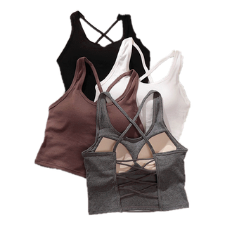 LunaBra เสื้อสายเดี่ยว สายไขว้ ผ้าฝ้าย ฟองน้ำติดกับเสื้อ 32-38 ใส่สบาย มีความมั่นใจ ใส่เที่ยวได้ เสื้อผ้า ผู้หญิง