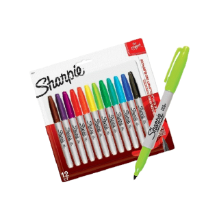 Sharpie - ชาร์ปี้ Permanent Marker ปากกามาร์คเกอร์กันน้ำ รุ่น Fun Colour แพ็ค 12 ด้าม