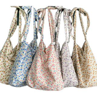 รวมกระเป๋าผ้าน่ารัก ลายดอกไม้ สายผูกโบว์ totebag 🩰🤍 สีเยอะมาก
