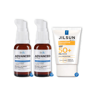 [ส่งฟรี] Dr.JiLL Advanced Serum ดร.จิล สูตรใหม่ 2 ขวด + JILSUN by Dr.JiLL Sensitive sunscreen 1 หลอด