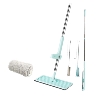 โปรโมชั่น : YIWUSHOP ปลีกส่ง ไม้ถูพื้น แบบรีดน้ำและฝุ่นผงในตัว Flat Mop ไม้ถูพื้นพร้อมผ้า1ผืน ไม้ถูแบบไม่ใช้มือล้าง
