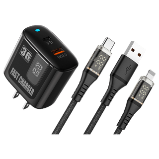 ⚡ประกัน 1 ปี YLV ชุดชาร์จเร็ว 36W Type-C และ USB-A อะแดปเตอร์+สายชาร์จพร้อมจอดิจิทัล รองรับโทรศัพท์ iphone และ android