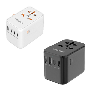 TESSAN 3 Type Cหัวแปลงปลั๊กไฟ Universal Travel Adapter มาพร้อม ช่อง USB-C และ USB-A รุ่น สิ่งจำเป็นสำหรับการเดินทาง