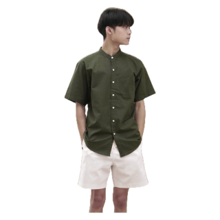 เสื้อเชิ้ตคอจีน แขนสั้น ผ้า OXFORD - RALPH T OFFICAL เสื้อเชิ้ตผู้ชาย เสื้อคอจีนผู้ชาย แขนสั้น