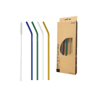 หลอดโบโรซิลิเกตสีสันสดใส - GLASS STRAW SET WITH 1PC BRUSH