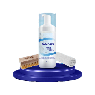 BUY1 GET3 ROCKER น้ำยาทำความสะอาดรองเท้า ฟรี ผ้าไมโครไฟเบอร์ และ แปรงขนนิ่ม ขจัดคราบสกปรก ฝุ่น ไม่ต้องตากแดดและใช้น้ำ