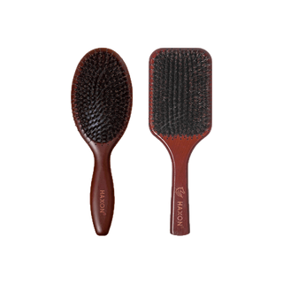 Haxon Cherry Boar-Bristle Brush/Horse Hair Brush หวีขนหมูป่าแท้ หวีขนม้า อิสลามใช้ได้ ให้ผมเงาแก้ผมพันกัน