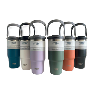COOLER ลด 15% สูงสุด 30.- แก้วเก็บความเย็น Tyeso รุ่นมีหูหิ้วมีหลอด 8826(600ML),8827(750ML),8828(900ML),8829(1050ML)