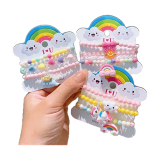 🦋มาใหม่🦋สร้อยข้อมือ ลูกปัดลายการ์ตูนน่ารัก แพ็ค 3 ชิ้น กำไลแขนเด็ก สําหรับเด็กผู้หญิง ✨พร้อมส่ง✨