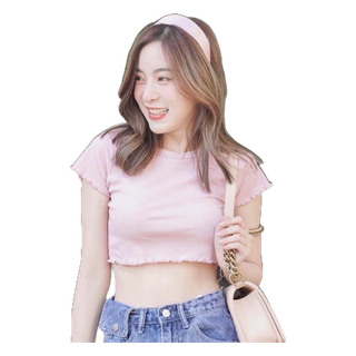 aimorn_shop เสื้อครอปแขนหยัก แขนสั้น ❤️ผ้ายืดใส่สบายไม่ร้อนน่ะ ผ้านิ่มใส่สบายมากๆ