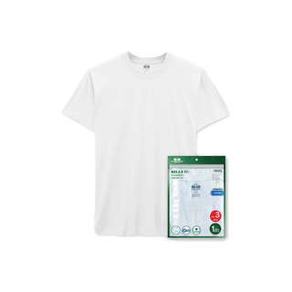 ห่านคู่ เสื้อยืดผู้ชาย คอกลม สีขาว รุ่น Relax Fit ไร้ตะเข็บข้าง แพค 3 ตัว