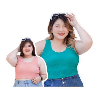 JuBu JuBuPony Tank Top เสื้อกล้ามครอป ผ้าลอนมาม่า เสื้อสาวอวบ หน้าอก 35-50 นิ้ว #510