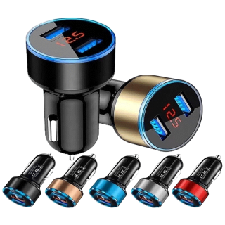 IIYBC ที่ชาร์จในรถยนต์ 3.1A car charger 12V ที่ชาร์จในรถยนต์พร้อมจอ LCD 2USB With Digital Display ฟ้าที่ชาร์จแบต ที่ชาร์จแบตร