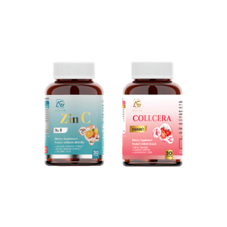 [1 แถม 1] : ZINC&amp;COLLCERA ซินซี&amp;คอลเซร่า ลดสิว+ปรับผิวขาวกระจ่างใส