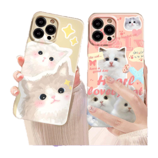 Venki - เข้ากันได้สำหรับ เคส iphone 11 เคสไอโฟน เคสไอโฟน11 เคสฟิล์ม TPU เคสเยลลี่สีชมพูเคลือบเงากล้องป้องกันเคสเจลลี่ป้องกันน่ารัก Healing Cats เข้ากันได้กับ iPhone 14 13 Pro Max iPhone 12 XR 7Plus 8Plus