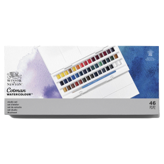 Winsor&Newton สีน้ำ ชุดสีน้ำก้อนคอทแมน 45 สี HALF PAN #0390471 จำนวน 1 ชุด