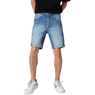โปรโมชั่น : DAVIE JONES กางเกงขาสั้น ยีนส์ ผู้ชาย สีฟ้า Straight Fit Shorts in light blue SP0005LB