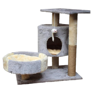 【พร้อมส่ง】EGG คอนโดแมว 2 ชั้น มีอุโมงค์ สูง55cm พร้อมของเล่น ที่ลับเล็บ ที่นอนแมว ที่ลับเล็บแมว บ้านต้นไม้ COD