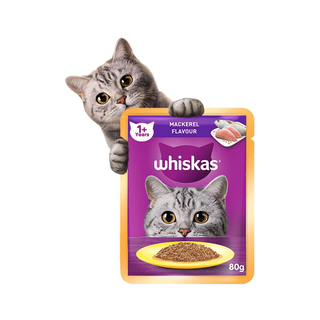 [ขายดี] อาหารเปียกแมว WHISKAS แบบซอง - 80 กรัม (28 ซอง) - โภชนาการครบถ้วนและสมดุลสำหรับแมวทุกวัย