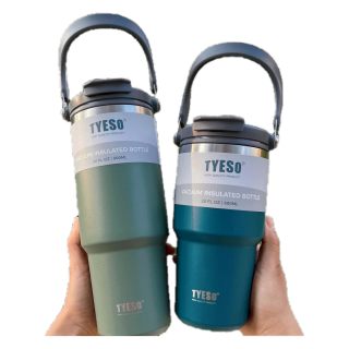 KK แก้วเก็บความเย็น Tyeso แบบใหม่มีที่จับ แก้วเก็บอุณหภูมิร้อน/เย็น 600ml/750ml/900ml/1050ml/1200ml