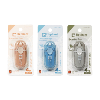 [ลดเพิ่ม 3 บาท เก็บโค้ดหน้าร้าน] Elephant (ตราช้าง) เทปลบคำผิด ขนาด 4 m. x 5 mm. รุ่น Pocket (พ็อคเก็ต)