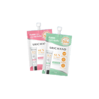 SRICHAND ศรีจันทร์ (ไวท์เทนนิ่ง/แอคเน่/anti aging) ซันลูชั่น ซันสกรีน SPF50+ PA++++ ซองละ7มล. หลอด15มล.