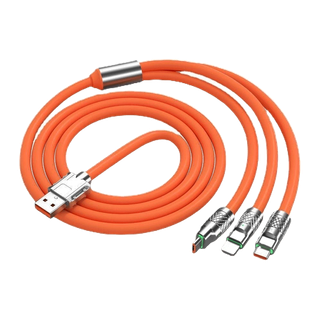 YIWUSHOP ปลีก/ส่ง สายชาร์จ3IN1 เร็ว 120W 6A Super Fast Charge LED OD6.0 หนา สายซิลิโคน Quick Charge Type C