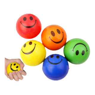ลูกบอลบริหารมือ BEZ ลูกบอลนวดมือ หน้ายิ้มลูกบอลคลายเครียด Stress relief ball ลูกบอลสี ลูกบอลบีบ ลูกบอลนิ่ม