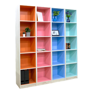 ECF Furniture ชั้นวางของเอนกประสงค์ 5 ช่อง สูง178ซม. ทูโทนสีพาสเทล