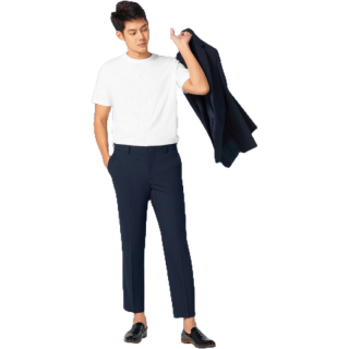 GQ Perfect Ankle Pants กางเกงผู้ชายขา 5 ส่วน ผ้ายืด 4 ทิศ สีกรมท่า (ทรงขาห้าส่วน)