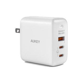 AUKEY PA-B6T หัวชาร์จเร็ว 65W Omnia™ II Series With OMNIA II Power Tech หัวชาร์จเร็ว iPhone 15/14/13/12 Series สำหรับ iPhone,Android,Laptop เทคโนโลยี PPS, PD รุ่น PA-B6T