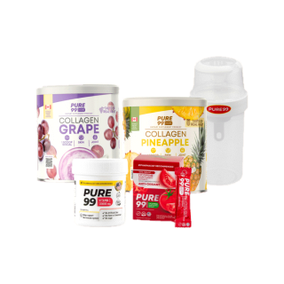 โปรโมชั่น : Pure99 Vitamin C x Lycopene x Collagen Peptide Grape or Pineapple Flavor แถมกระติกน้ำ