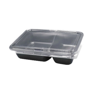 BIO กล่องข้าวพลาสติกสีดำ วัสดุ PP5 ย่อยสลายได้เร็ว เข้าไมโครเวฟได้ พร้อมฝาใส PET (25ชุด/แเพ็ค)