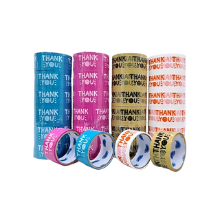 (1ม้วน)เทปกาวพิมพ์ลาย THANK YOU เทปยิ้ม กว้าง 48 mm. ยาว 20 หลา/45 หลา/100 หลา
