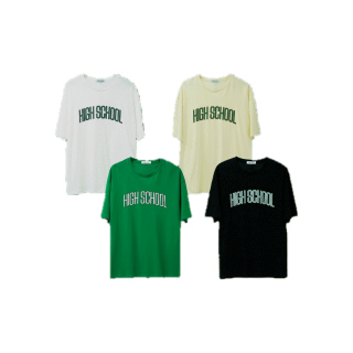 𝟐ชิ้น ลด𝟓𝟎฿/𝟑ชิ้น ลด𝟏𝟎𝟎฿ ส่งฟรี Highschool - OVB0124 เสื้อยืดแขนสั้นทรงโอเวอร์ไซส์ ลายสกรีนHigh school